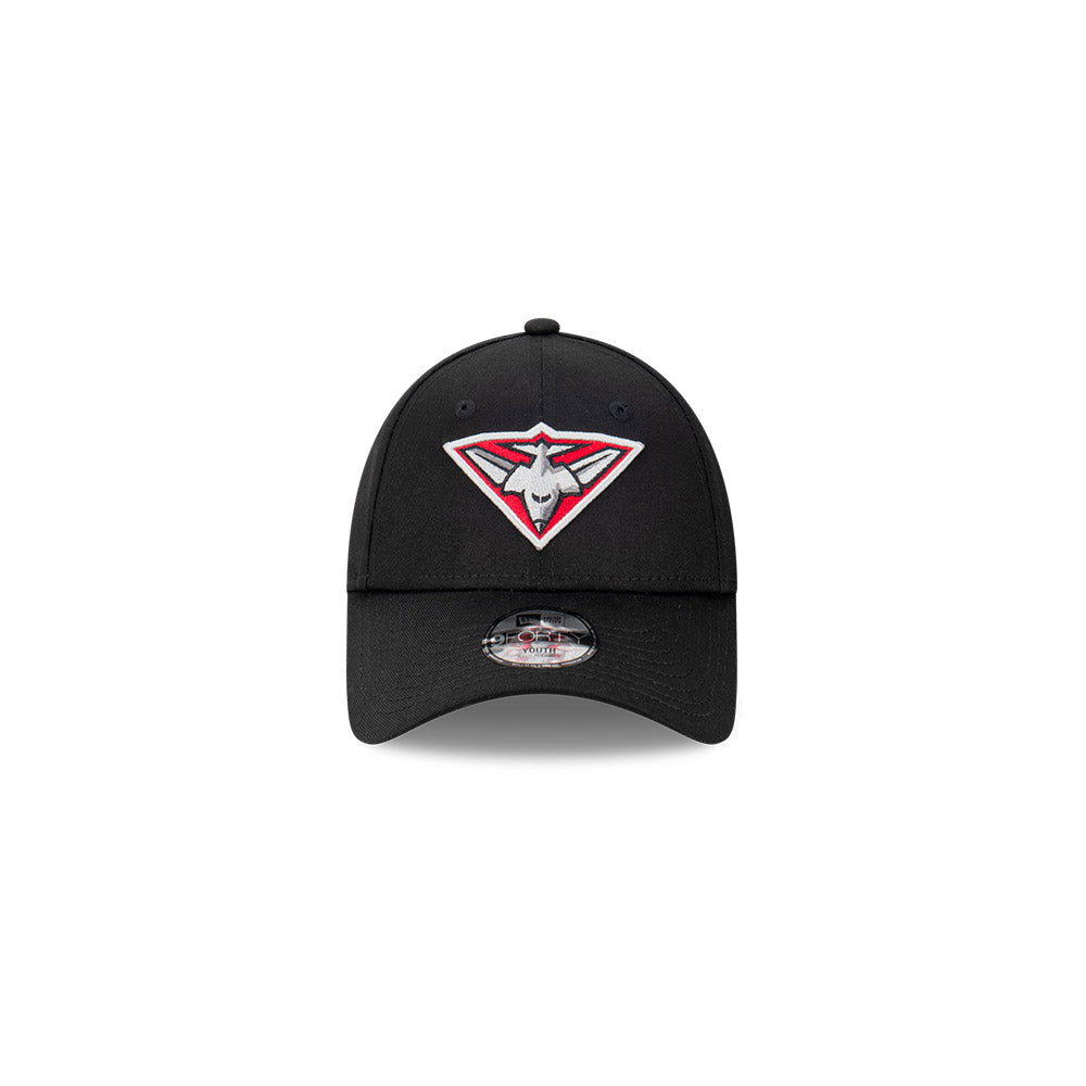 Essendon Bombers Kids Hat - AFL Official Team Colour Black 9Forty Kids Strapback Cap - New Era